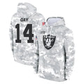 Davalo LV.Raiders #14 Matt Gay Player Arctic Camo Salute to Service Hoodies Limited Game Stitched Jerseys