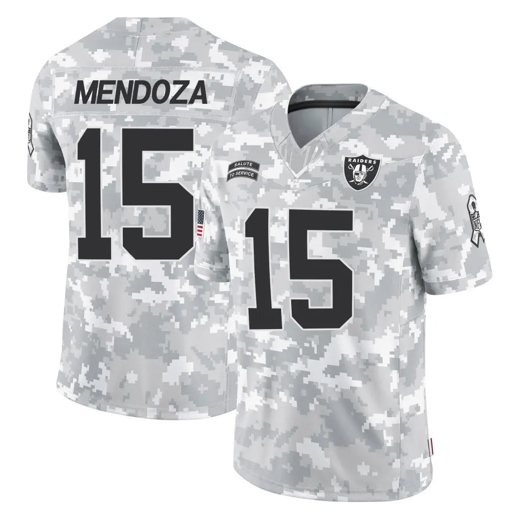 Davalo LV.Raiders #15 Fernando Mendoza Player Arctic Camo Salute To Service Limited Game Stitched Jerseys
