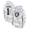 Davalo LV.Raiders #1 Tre Tucker Player Arctic Camo Salute to Service Hoodies Limited Game Stitched Jerseys