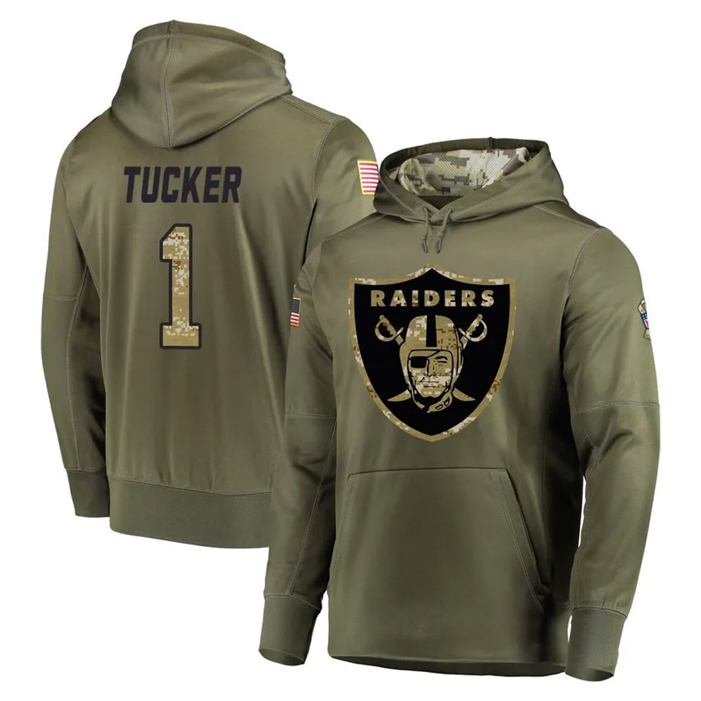 Davalo LV.Raiders #1 Tre Tucker Player Olive Salute to Service Pullover Hoodies Home Game Stitched Jerseys