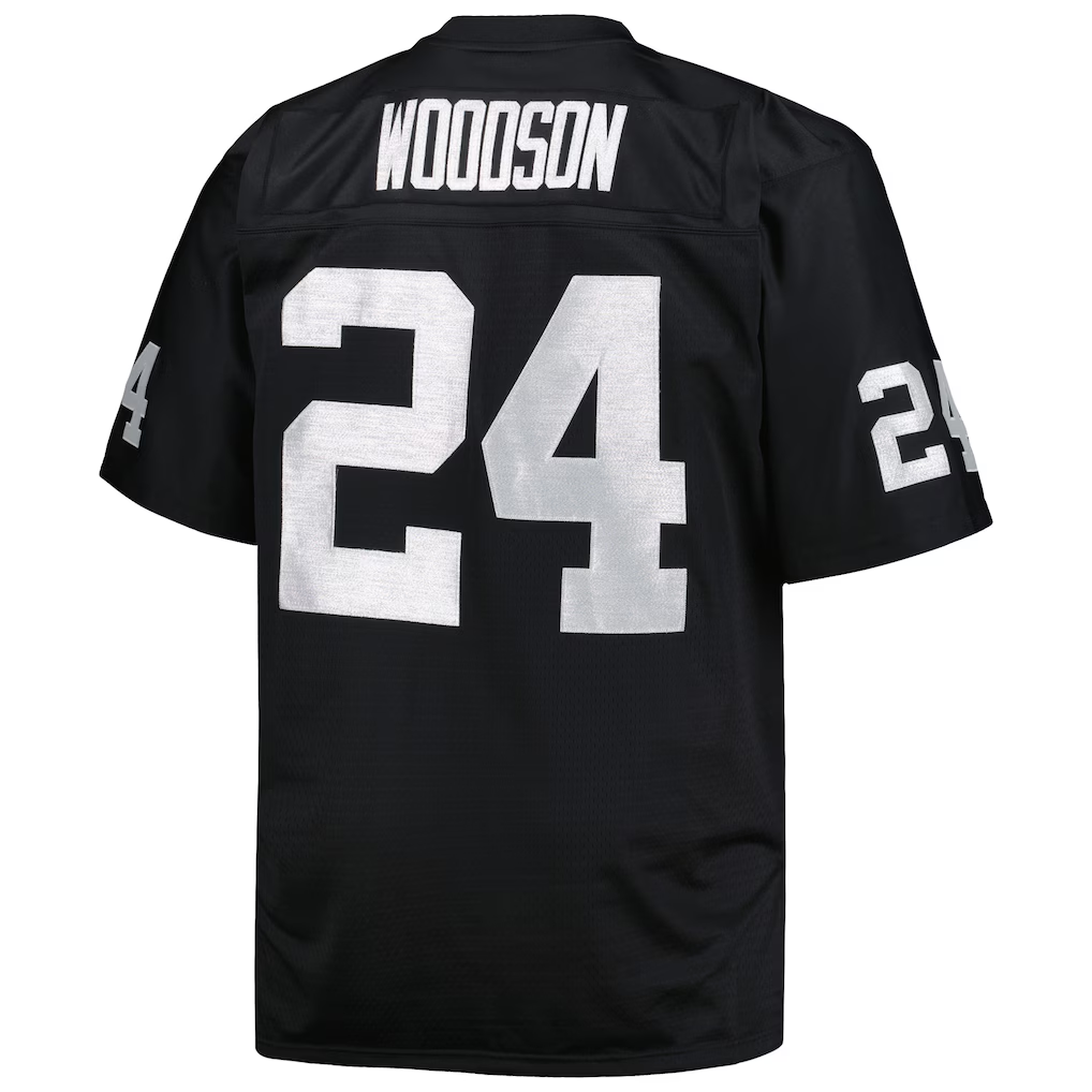 Davalo LV.Raiders #24 Charles Woodson Mitchell & Ness Black Big & Tall 1998 Retired Player Replica Jersey