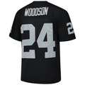 Davalo LV.Raiders #24 Charles Woodson Mitchell & Ness Black Legacy Replica Jersey Stitched Puhic