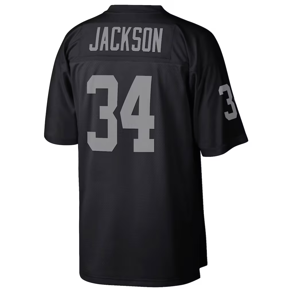 Davalo LV.Raiders #34 Bo Jackson Mitchell & Ness Black Legacy Replica Stitched Jerseys