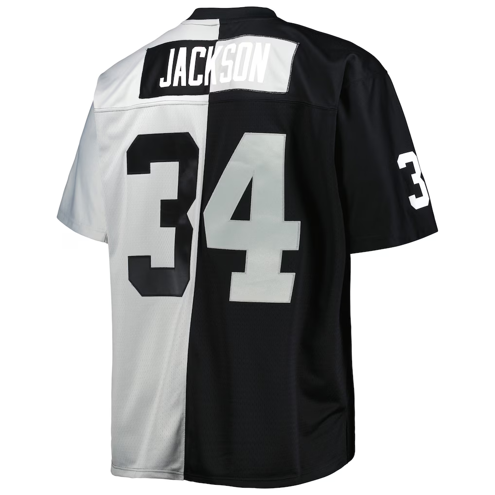 Davalo LV.Raiders #34 Bo Jackson Mitchell & Ness BlackSilver Big & Tall Split Legacy Retired Player Replica Jerseys
