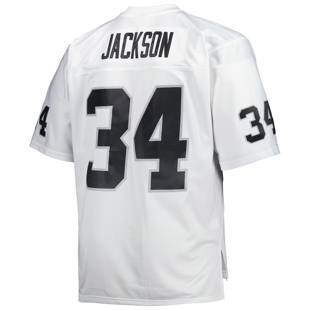 Davalo LV.Raiders #34 Bo Jackson Mitchell & Ness White Big & Tall 1988 Retired Player Replica Stitched Puhic Jersey