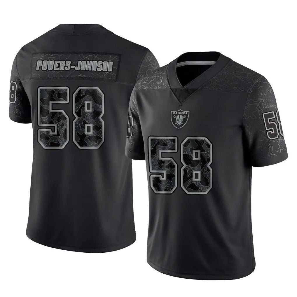 Davalo LV.Raiders #58 Jackson Powers-Johnson Player Black Reflective Limited Game Stitched Jerseys