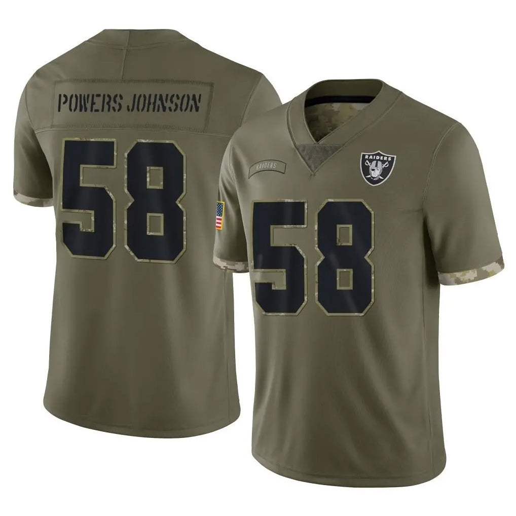 Davalo LV.Raiders #58 Jackson Powers-Johnson Player Olive Salute To Service Limited Stitched Jerseys
