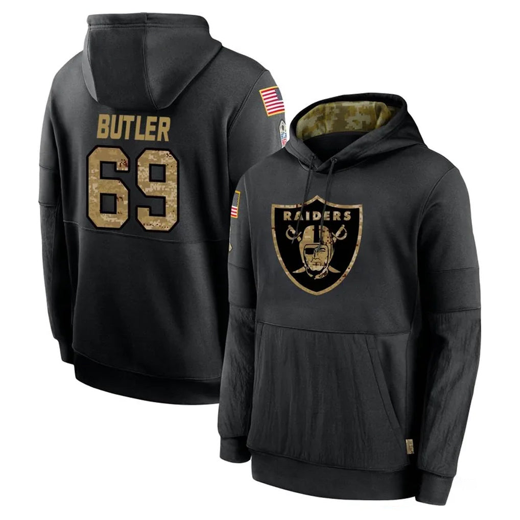 Davalo LV.Raiders #69 Adam Butler Player Black Salute to Service Hoodies Limited Game Stitched Jerseys