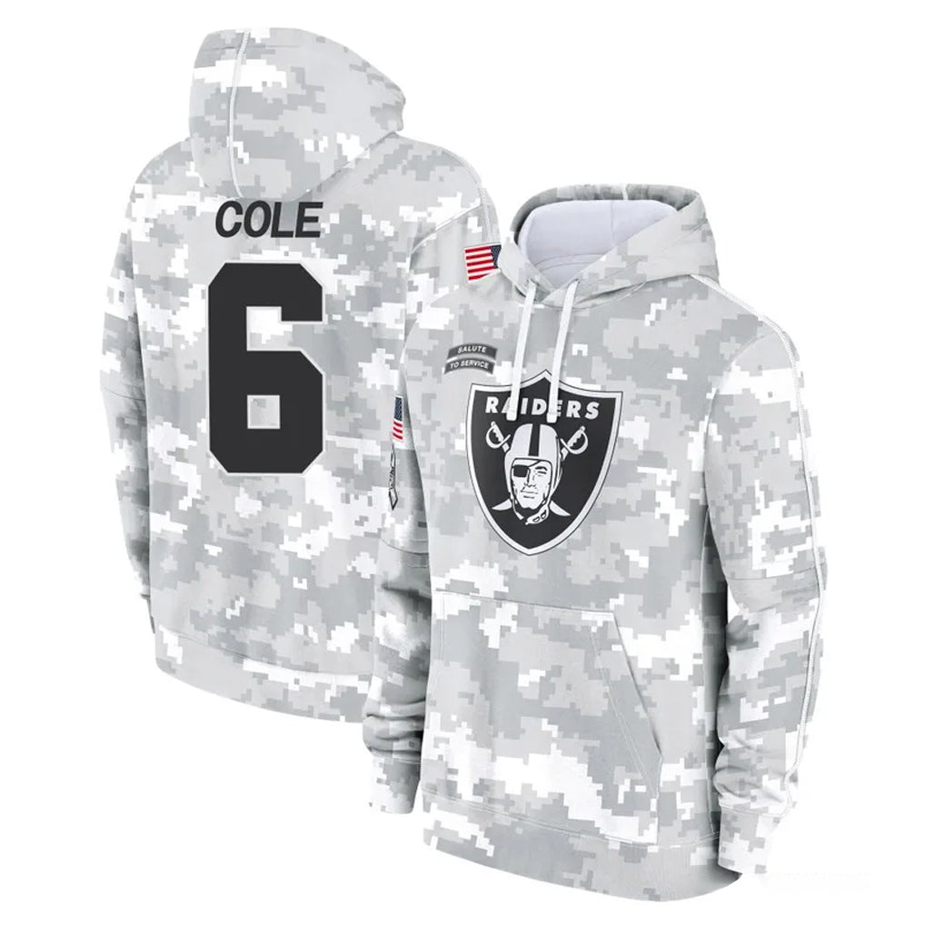 Davalo LV.Raiders #6 A.J. Cole Player Arctic Camo Salute to Service Hoodies Limited Game Stitched Jerseys