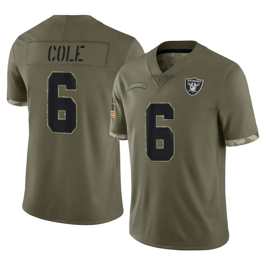 Davalo LV.Raiders #6 A.J. Cole Player Olive Salute To Service Limited Stitched Jerseys