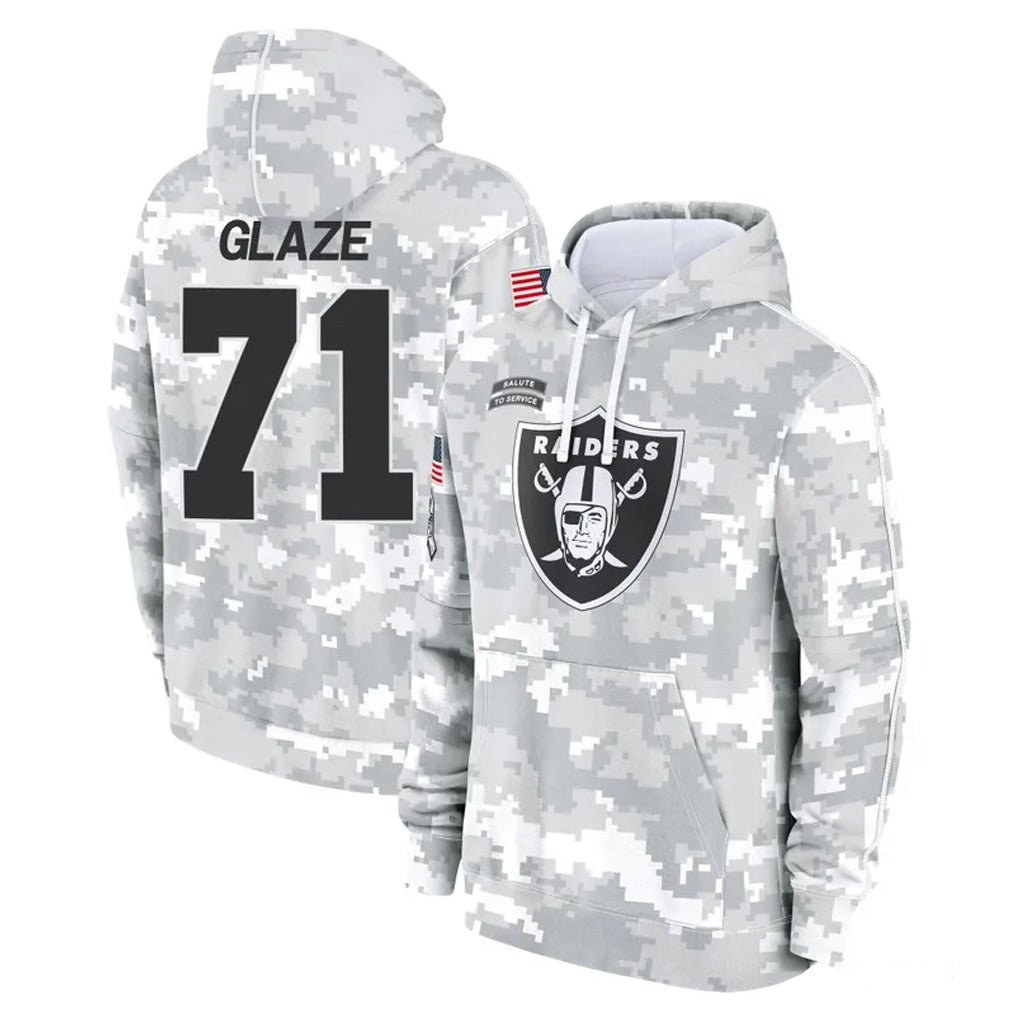 Davalo LV.Raiders #71 DJ Glaze Player Arctic Camo Salute to Service Hoodies Limited Game Stitched Jerseys