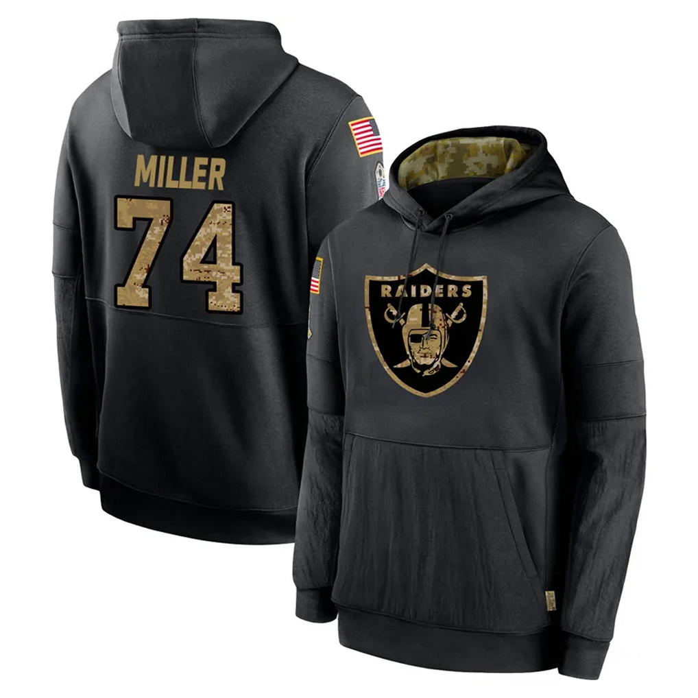 Davalo LV.Raiders #74 Kolton Miller Player Black Salute to Service Hoodies Limited Game Stitched Jerseys