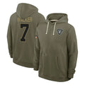Davalo LV.Raiders #7 Quay Walker Player Olive Salute to Service Pullover Hoodies Limited Stitched Jerseys