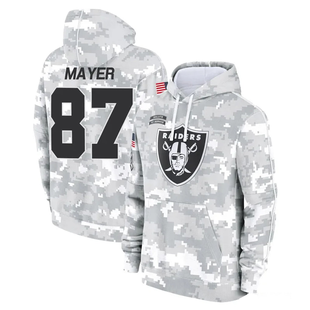 Davalo LV.Raiders #87 Michael Mayer Player Arctic Camo Salute to Service Hoodies Limited Game Stitched Jerseys