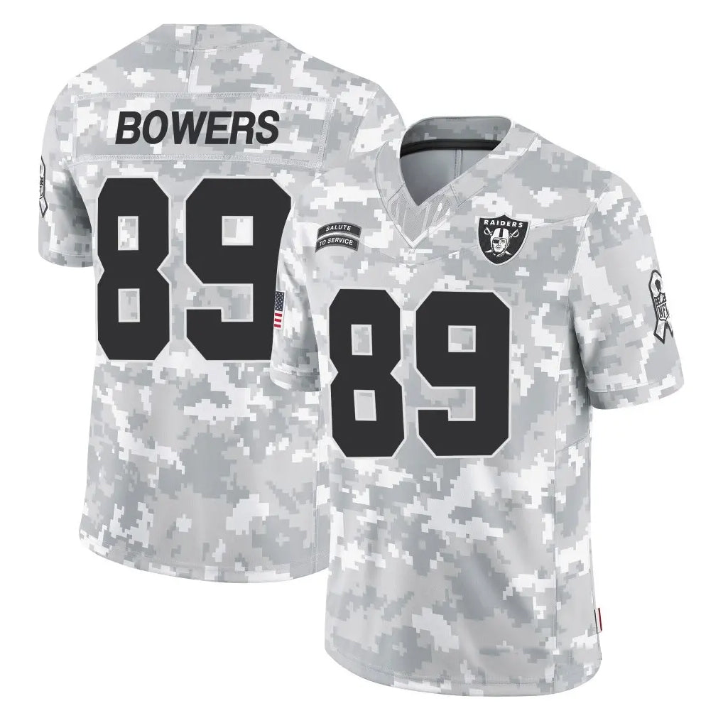 Davalo LV.Raiders #89 Brock Bowers Player Arctic Camo Salute to Service Limited  Stitched Jerseys