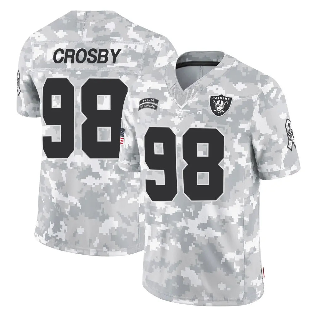 Davalo LV.Raiders #98 Maxx Crosby Player Arctic Camo Salute To Service Limited Game Stitched Jerseys