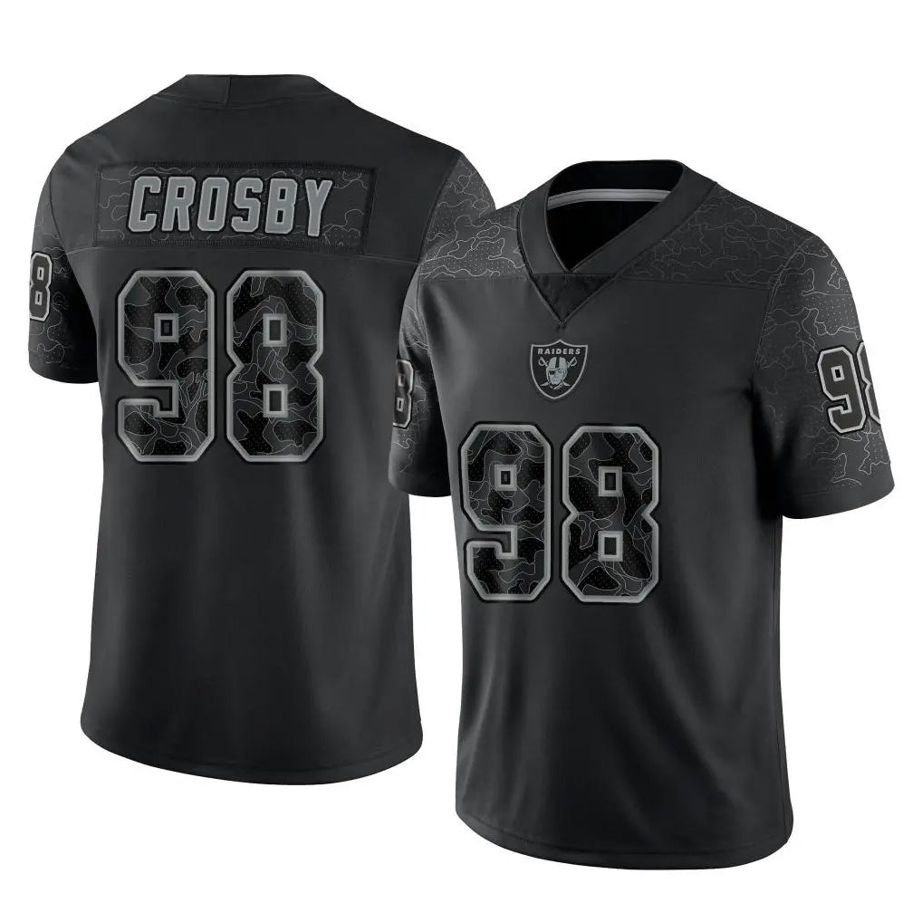 Davalo LV.Raiders #98 Maxx Crosby Player Black Reflective Limited Game Stitched Jerseys