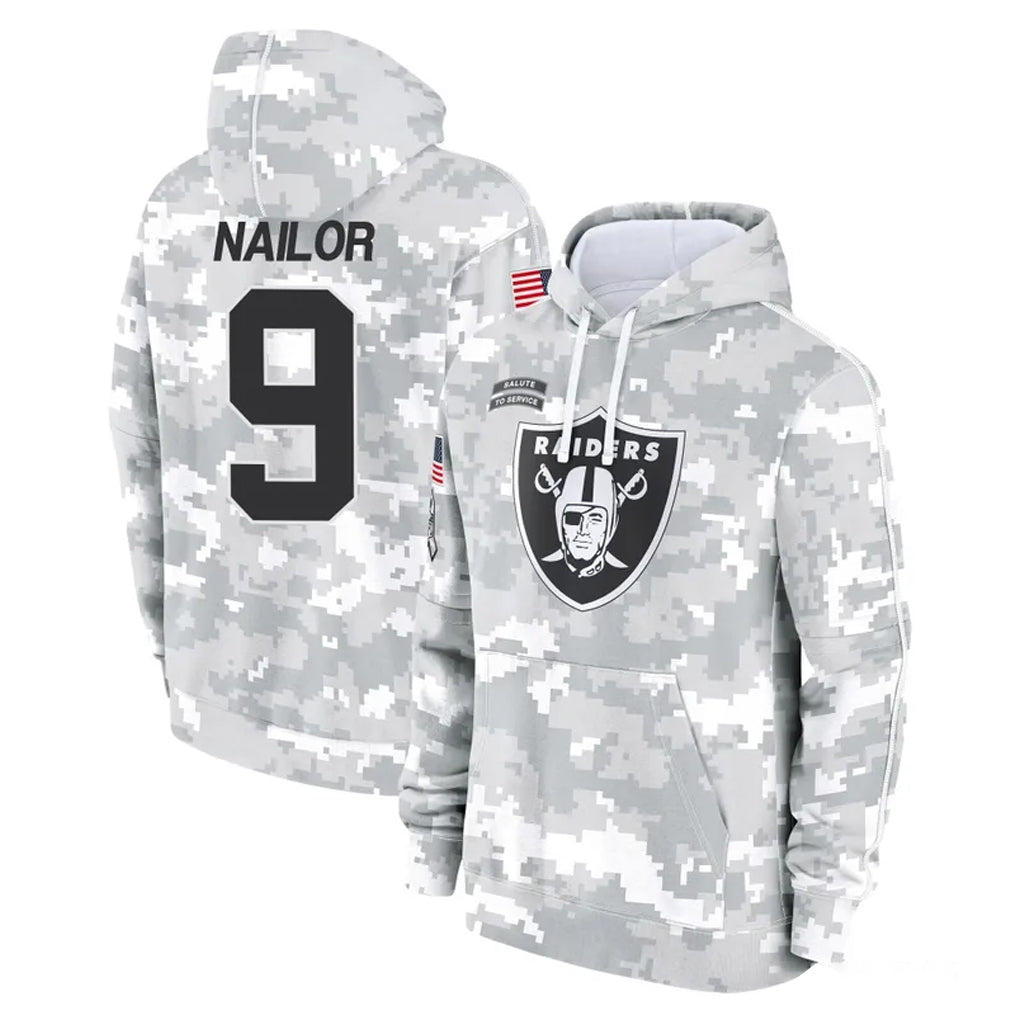 Davalo LV.Raiders #9 Jalen Nailor Player Arctic Camo Salute to Service Hoodies Limited Game Stitched Jerseys