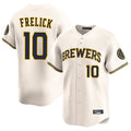 Davalo M.Brewers #10 Sal Frelick Player Cream Home Limited Game Stitched Jerseys