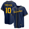 Davalo M.Brewers #10 Sal Frelick Player Navy Home Game Stitched Jerseys