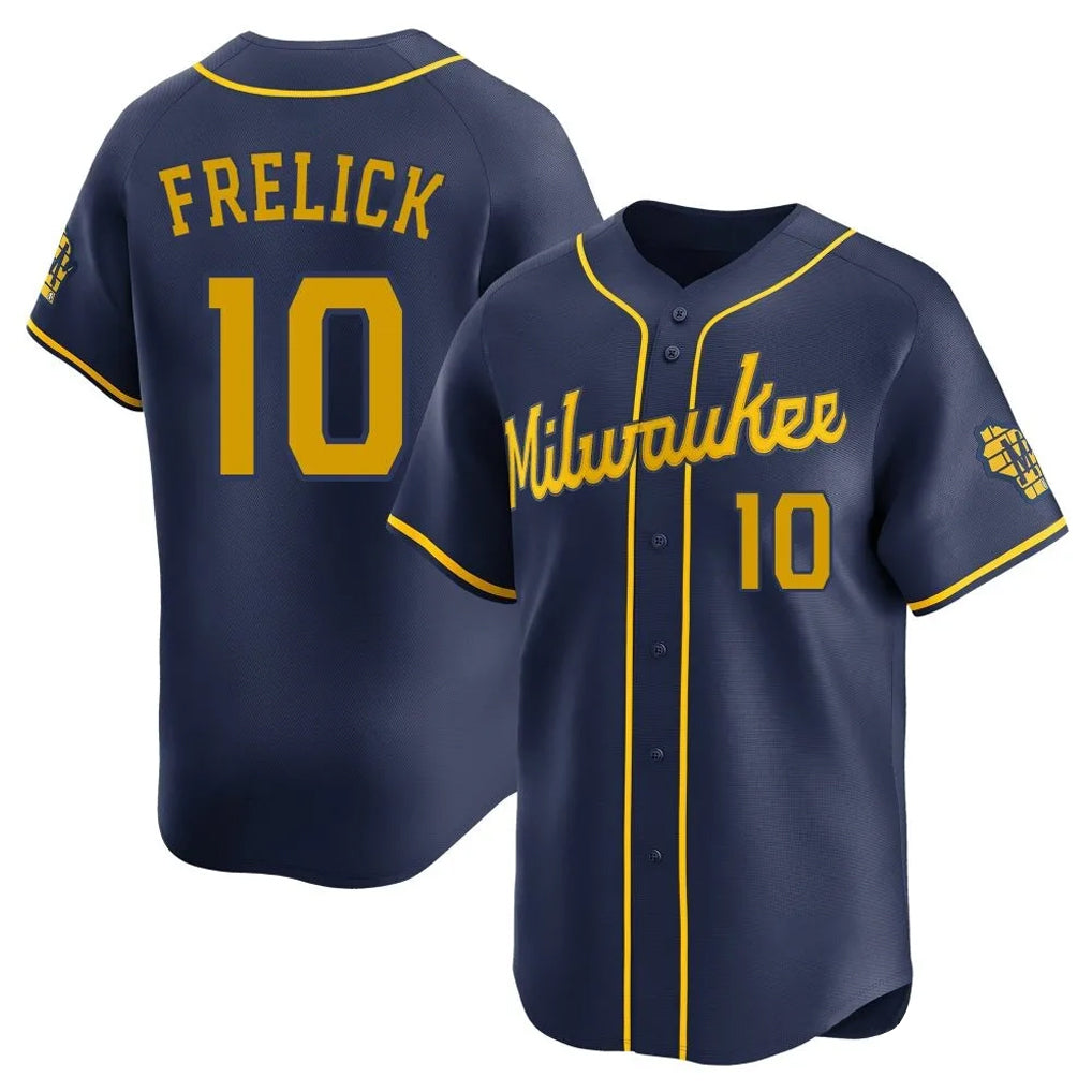 Davalo M.Brewers #10 Sal Frelick Player Navy Home Limited Stitched Jerseys