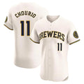 Davalo M.Brewers #11 Jackson Chourio Player Cream Home Limited Elite Stitched Jerseys