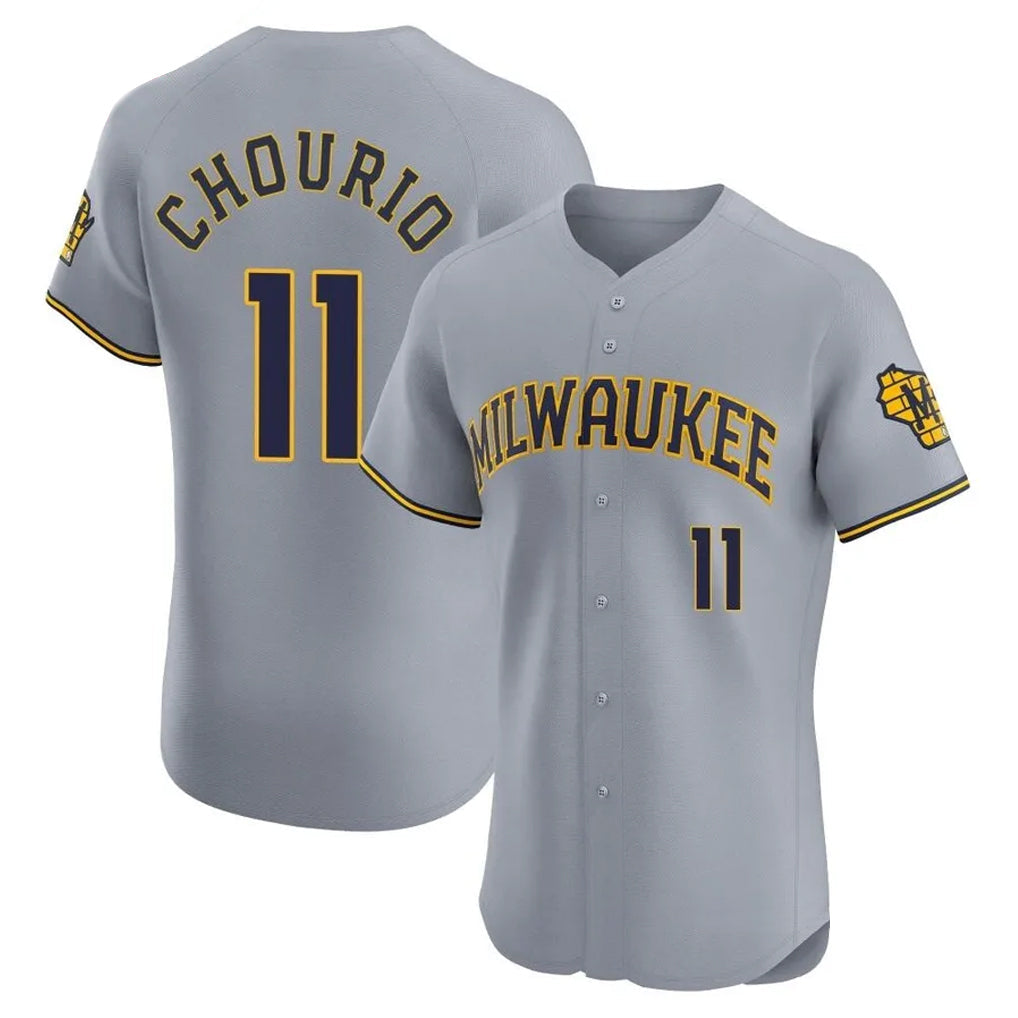Davalo M.Brewers #11 Jackson Chourio Player Gray Home Limited Elite Stitched Jerseys