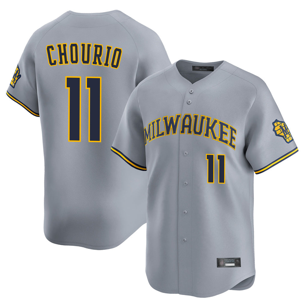 Davalo M.Brewers #11 Jackson Chourio Player Gray Home Limited Stitched Jerseys