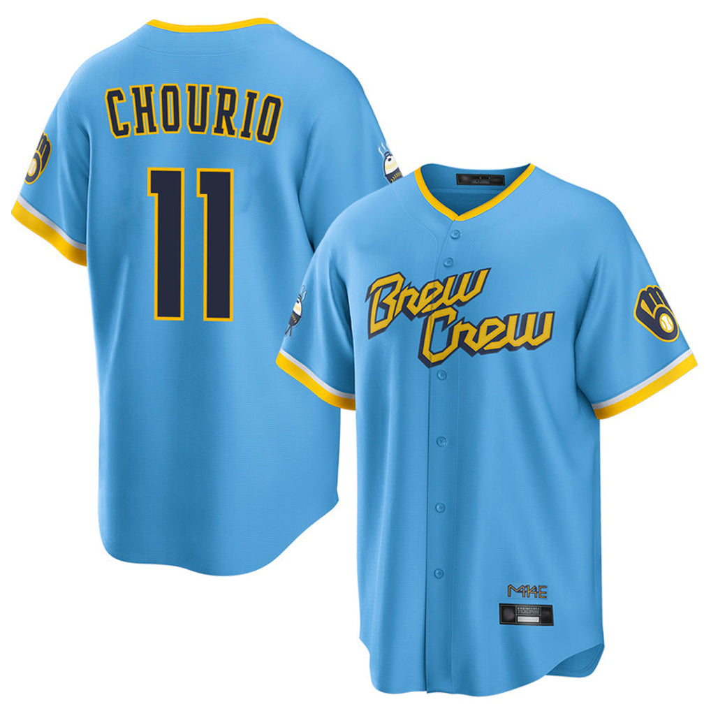 Davalo M.Brewers #11 Jackson Chourio Player Light Blue City Connect Home Game Stitched Jerseys