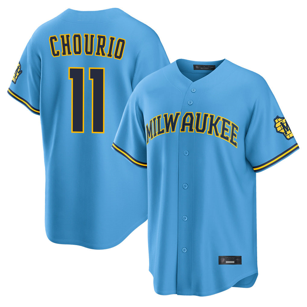 Davalo M.Brewers #11 Jackson Chourio Player Light Blue Road Stadium Game Stitched Jerseys