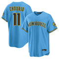 Davalo M.Brewers #11 Jackson Chourio Player Light Blue Road Stadium Game Stitched Jerseys
