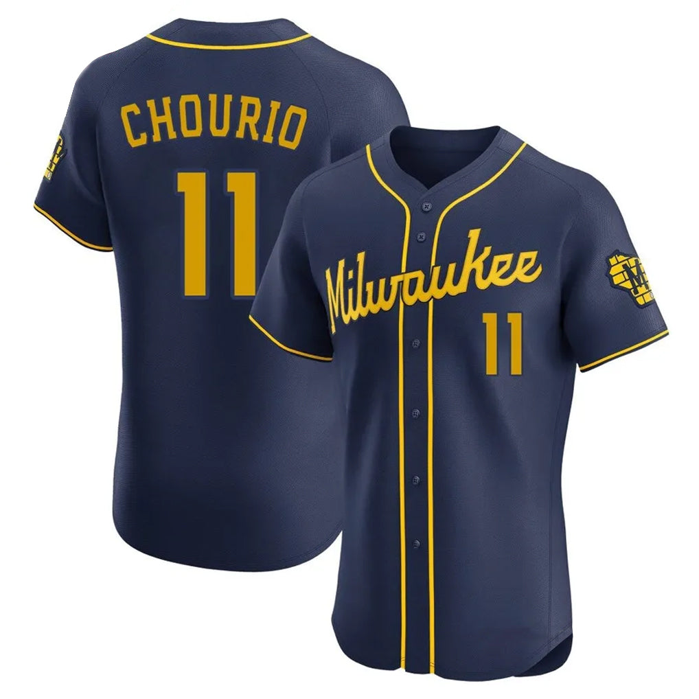 Davalo M.Brewers #11 Jackson Chourio Player Navy Home Limited Elite Stitched Jerseys