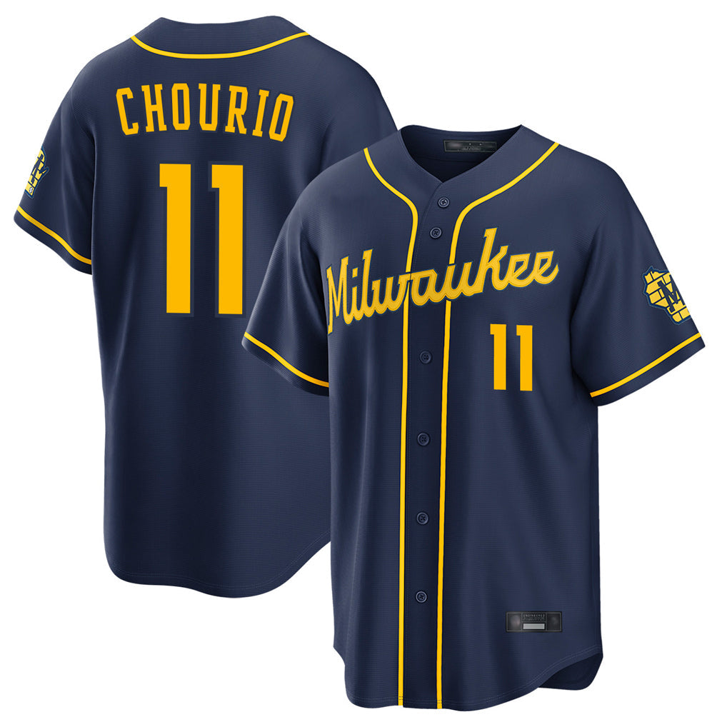 Davalo M.Brewers #11 Jackson Chourio Player Navy Home Stadium Game Stitched Jerseys