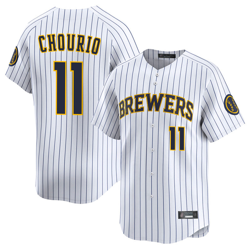 Davalo M.Brewers #11 Jackson Chourio Player White Stripes Home Limited Game Stitched Jerseys