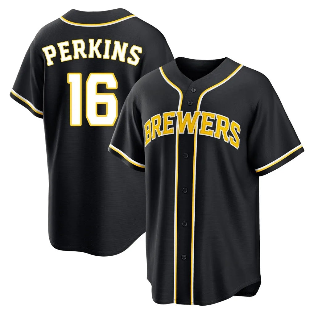 Davalo M.Brewers #16 Blake Perkins Player Black Fashion Out Home Game Stitched Jerseys