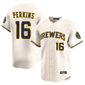 Davalo M.Brewers #16 Blake Perkins Player Cream Home Limited Game Stitched Jerseys