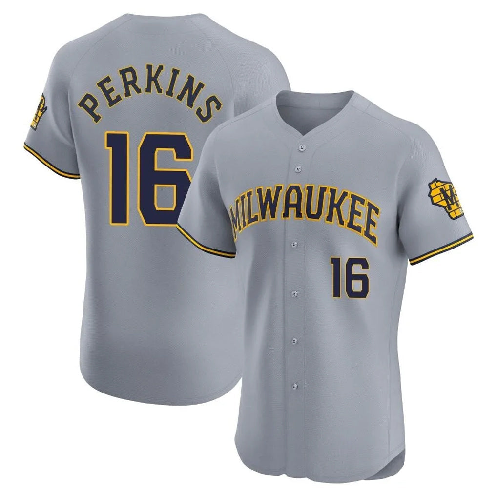 Davalo M.Brewers #16 Blake Perkins Player Gray Home Limited Elite Stitched Jerseys