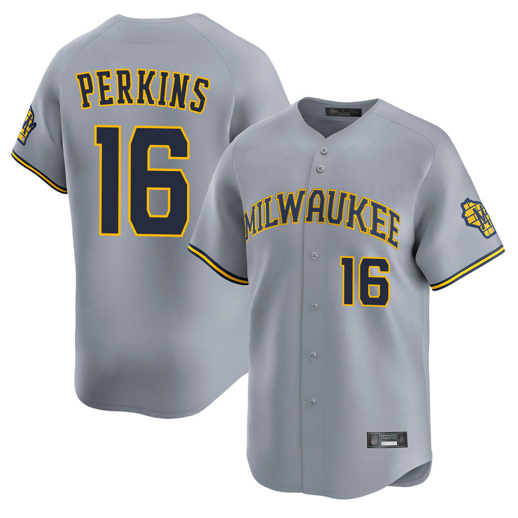 Davalo M.Brewers #16 Blake Perkins Player Gray Home Limited Stitched Jerseys