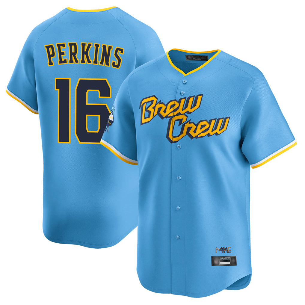 Davalo M.Brewers #16 Blake Perkins Player Light Blue Road Stadium Game Stitched Jerseys