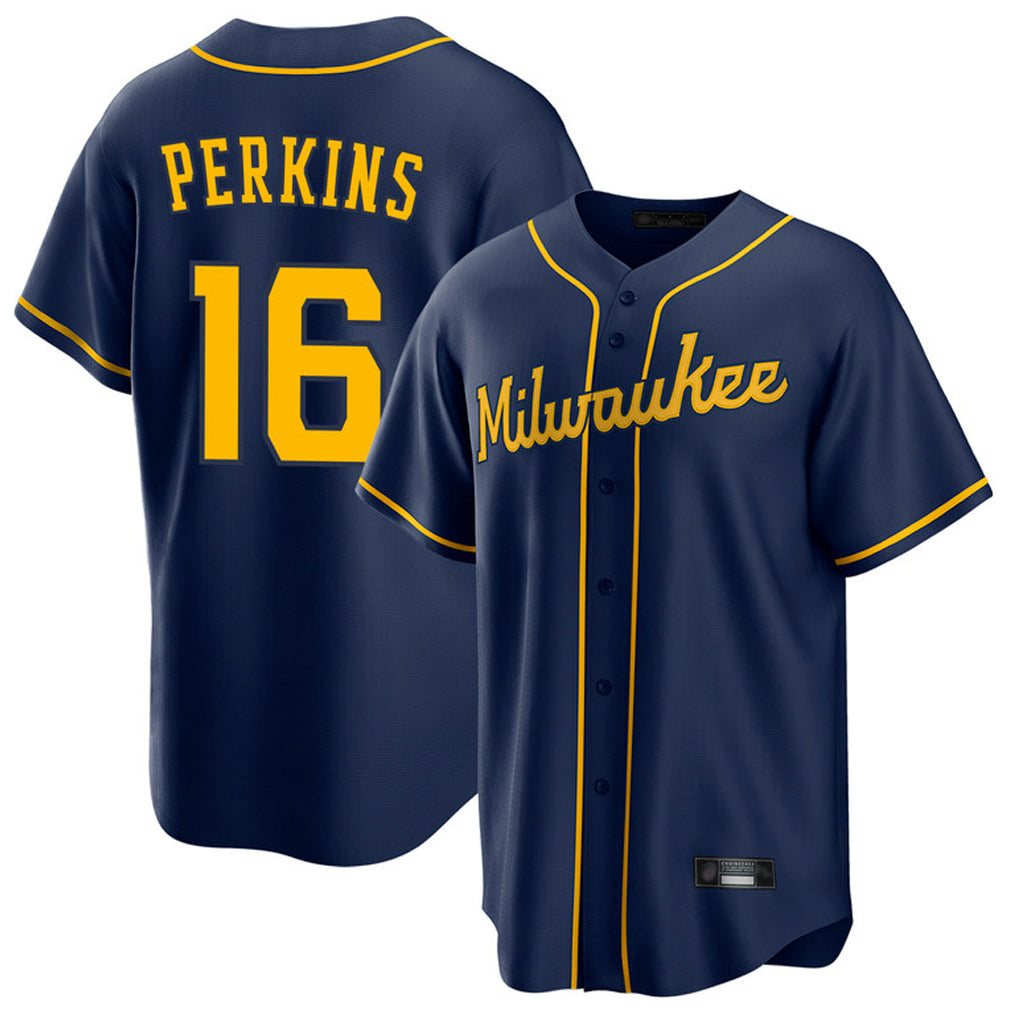 Davalo M.Brewers #16 Blake Perkins Player Navy Home Game Stitched Jerseys