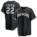 Davalo M.Brewers #22 Christian Yelich Player Black Game Home Stitched Jerseys