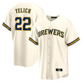 Davalo M.Brewers #22 Christian Yelich Player Cream Home Game Stitched Jerseys