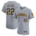 Davalo M.Brewers #22 Christian Yelich Player Gray Home Limited Elite Stitched Jerseys