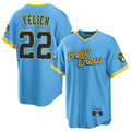 Davalo M.Brewers #22 Christian Yelich Player Light Blue City Connect Home Game Stitched Jerseys