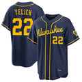 Davalo M.Brewers #22 Christian Yelich Player Navy Home Stadium Game Stitched Jerseys