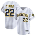 Davalo M.Brewers #22 Christian Yelich Player White Stripes Home Limited Game Stitched Jerseys