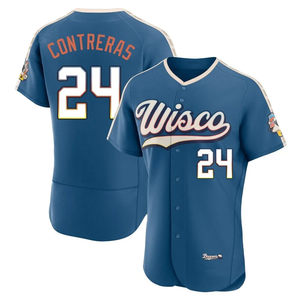 Davalo M.Brewers #24 William Contreras Player Blue 2026 City Connect Home Limited Elite Stitched Jerseys