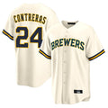 Davalo M.Brewers #24 William Contreras Player Cream Home Game Stitched Jerseys