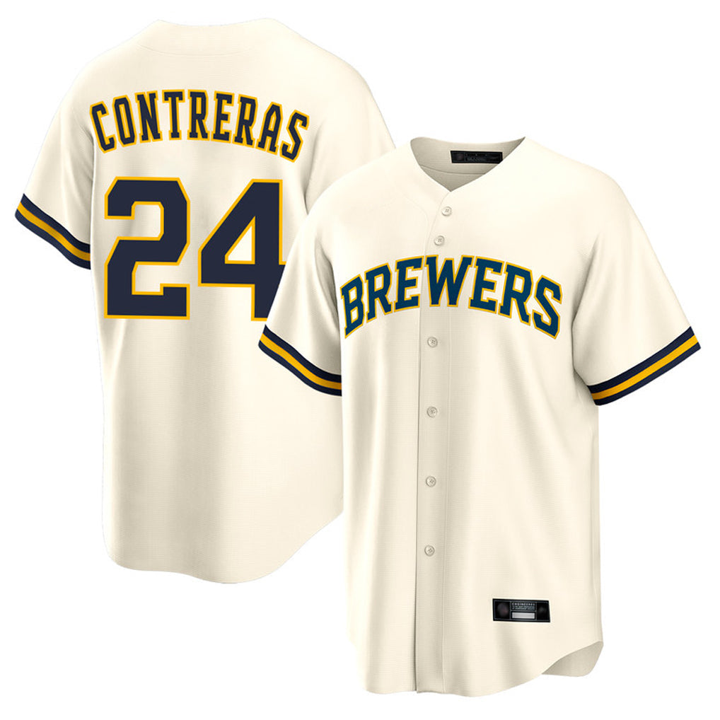 Davalo M.Brewers #24 William Contreras Player Cream Home Game Stitched Jerseys