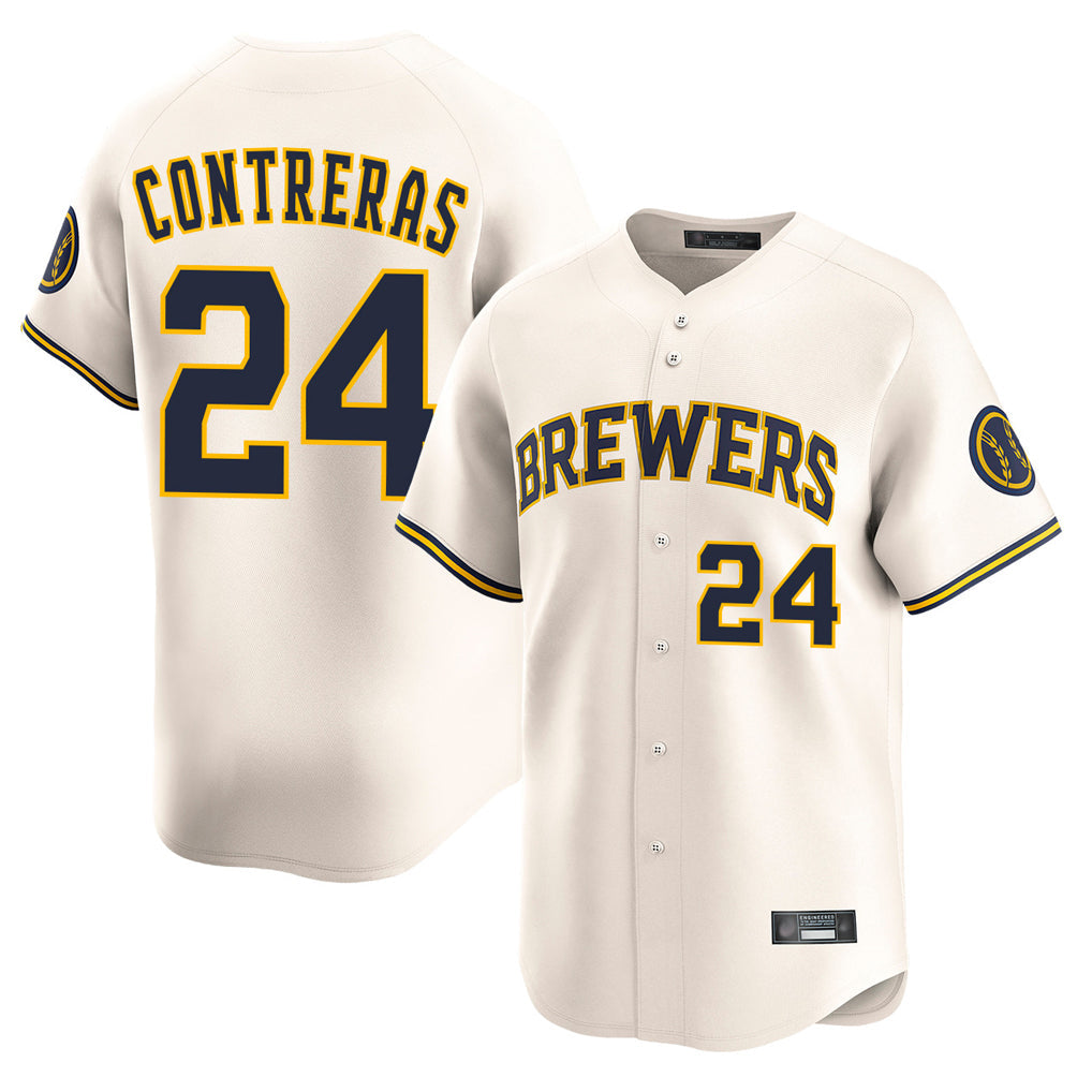 Davalo M.Brewers #24 William Contreras Player Cream Home Limited Game Stitched Jerseys